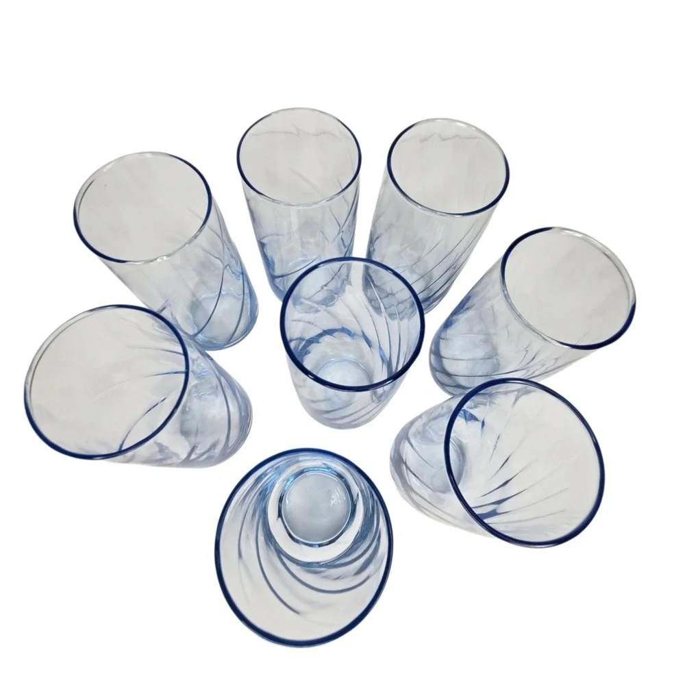 Vintage Libbey Misty Blue Optic Swirl Iced Tea Tumblers Set of 4 Country Cottage
